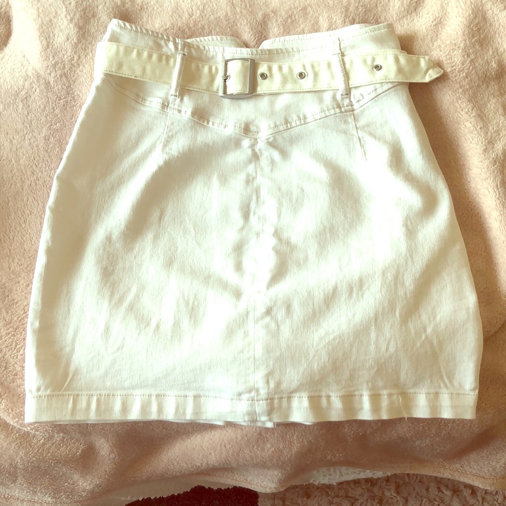 Free People White Denim Skirt